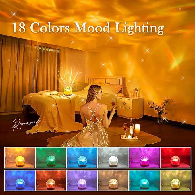 Ambient Lighting Mood Lighting,18 Colors Aurora Light Projector for Bedroom,Dimmable Northern Lights Projector&Night Light Projector with Remote,Aesthetic Room Decor Gifts for Teen Girls Birthday Gift