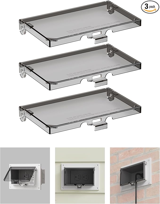 Type 3r Enclosure Cover, DBHC-1 Outdoor Outlet Cover for Wet Locations (Horizontal), Electrical Box Replacement Cover for DBHS1C/DBHR1C/DBHM1C/DBHR141C in Box Electrical Outlet Box - Clear(3-Pack)