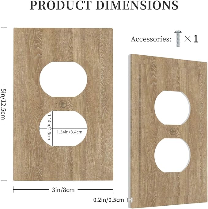 Outlet Covers Light Brown Wood Grain 1 Gang Duplex Light Switch Cover Plate Decorative Switch Plate Covers Electrical Socket Cover for Farmhouse Cabin Decor