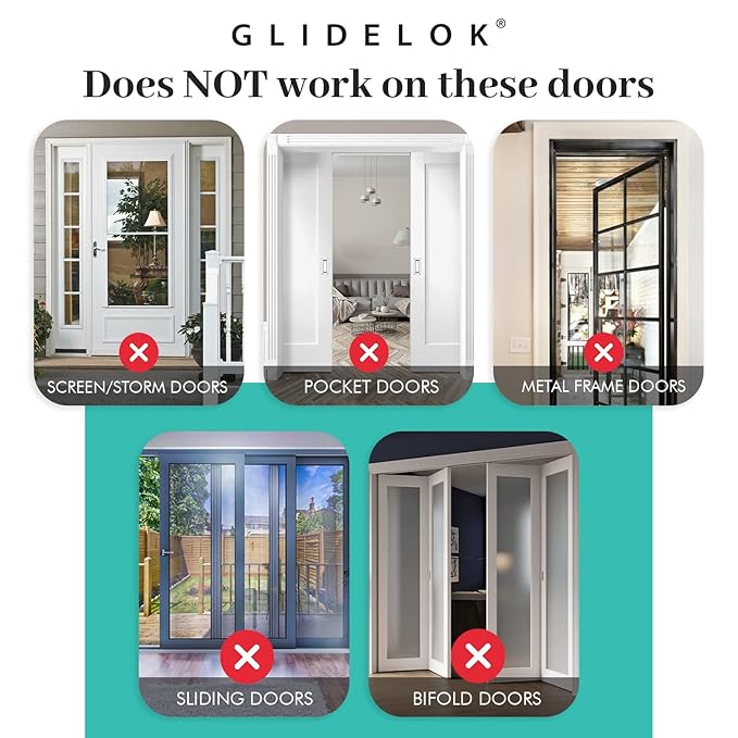1 Pack – GlideLok Child Safety Door Top Lock | for Interior & Exterior Doors | Lock & Unlock from Both Sides | Stop Kids, Pets, Dogs & Cats from Opening Doors