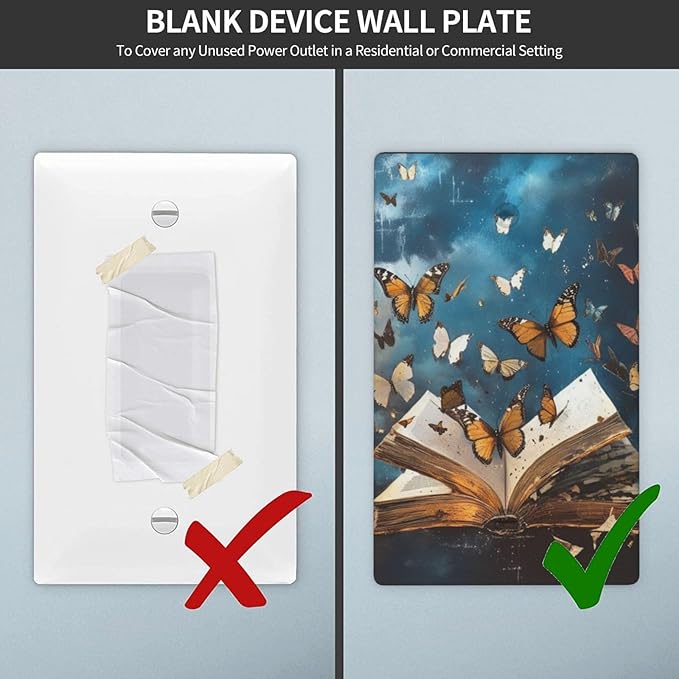 Decorative Art Light Switch Covers Butterflies from the Book 1 Gang No Device Blank Switchplate Electrical Faceplate for Home Decor
