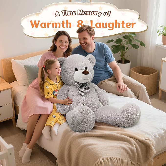 MorisMos Giant Teddy Bear 4 Feet, 47inch Big Stuffed Animal Large Teddy Bear Plush, Classic Girlfriend Boyfriend Birthday Gift, Gray
