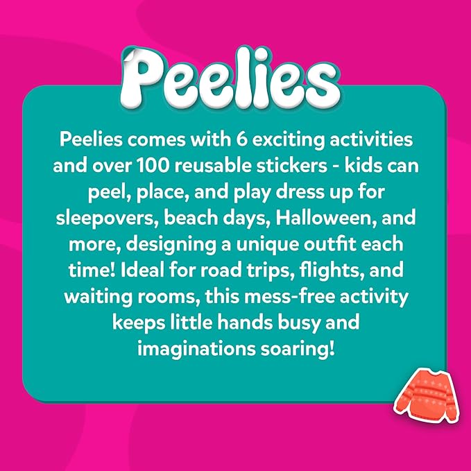Skillmatics Reusable Sticker Activity Book - Peelies, 100+ Reusable Cling Stickers, 6 Pictures, Mess-Free Fun for Kids, Creative Play & Travel Toy, Gifts for Ages 3, 4, 5, 6, 7