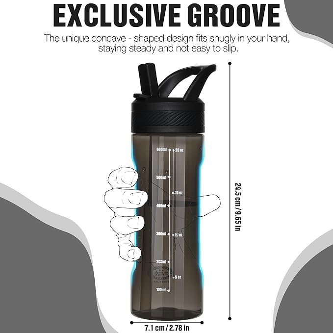 OLDLEY 20 kids Water Bottle with Straw,Tritan BPA-Free,Leak-Proof Design for Travel, Home, School, (Black)