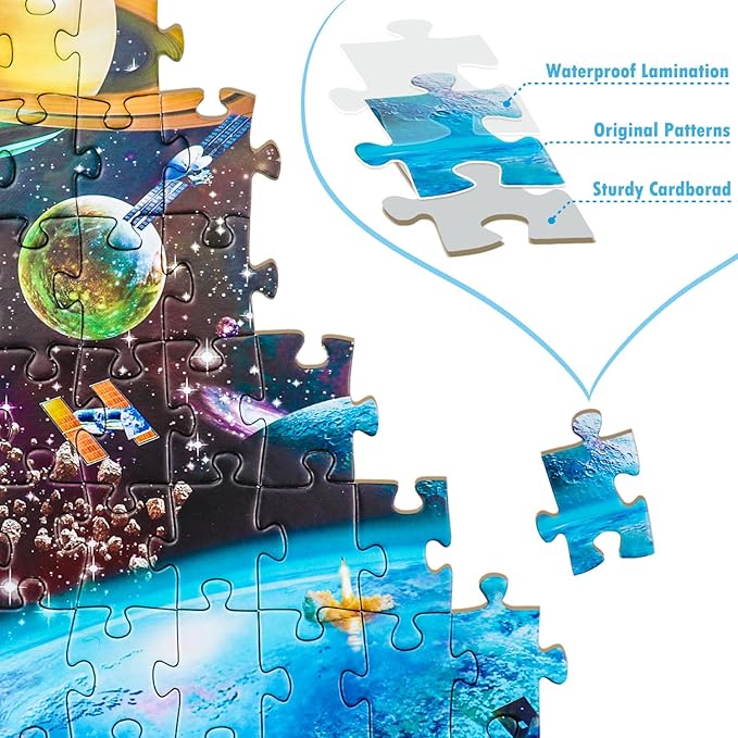 Puzzles for Kids Ages 8-10 Year Old - Solar System Planets, 200 Pieces Spacewalk Jigsaw Puzzles for Kids Ages 6-8, Learning Educational Toys for Boys and Girls