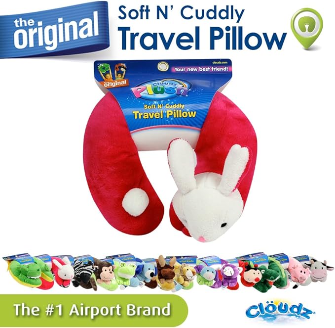 Cloudz Plush Animal Neck Pillows - Pink Bunny