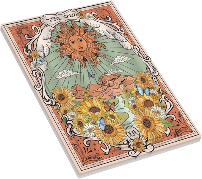 Boho Retro Sun Sunflower Vintage Flower Butterfly Light Switch Cover Plate 1 Gang No Device Blank Electrical Wall Plates Faceplate Decorative Switch Plate for Farmhouse Home Decor