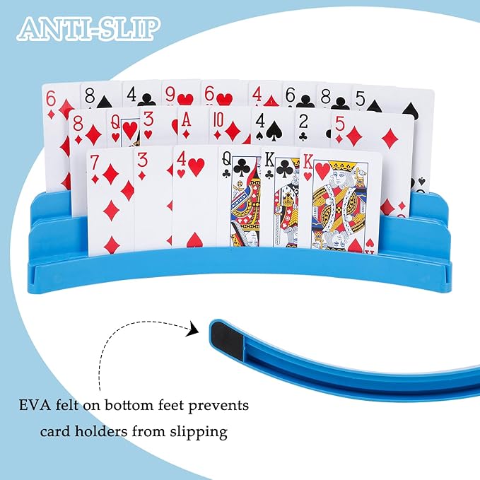 Three-Layer Design Playing Cards Holders，Playing Card Holder for Kids Adults Hands Free Card Holder for Family Card Game Nights Poker Parties