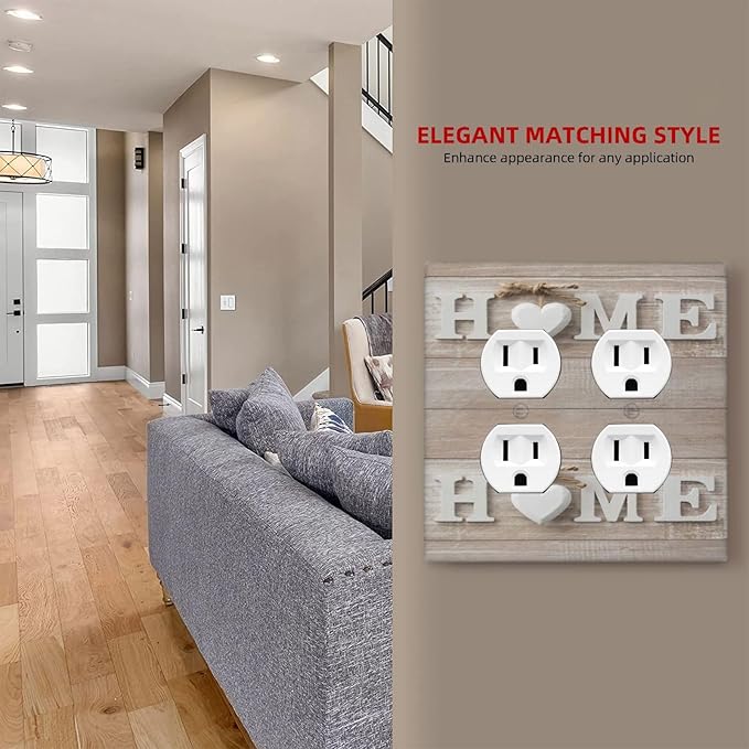 Country Lodge Sweet Home Family Countryside 2-Gang Device Duplex Wall Plate, Romantic Farmhouse Wood Sign Letter Decorative Two Gang Double Duplex Receptacle Socket Outlet and Light Switch Cover Plate