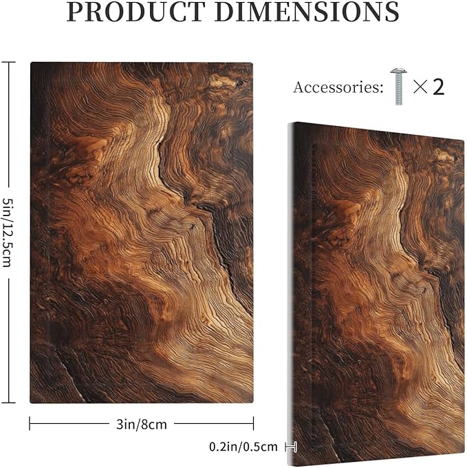 Natural Wood Grain Texture Old Tree Trunk Print Light Switch Cover Plate 1 Gang No Device Blank Electrical Wall Plates Faceplate Decorative Switch Plate Covers for Farmhouse Home Decor