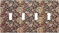 Light Switch Covers Vintage William Morris Floral Plants Quad Toggle 4 Gang Wall Plate Electrical Faceplate Decorative Switch Plates for Bedroom living Room Decor