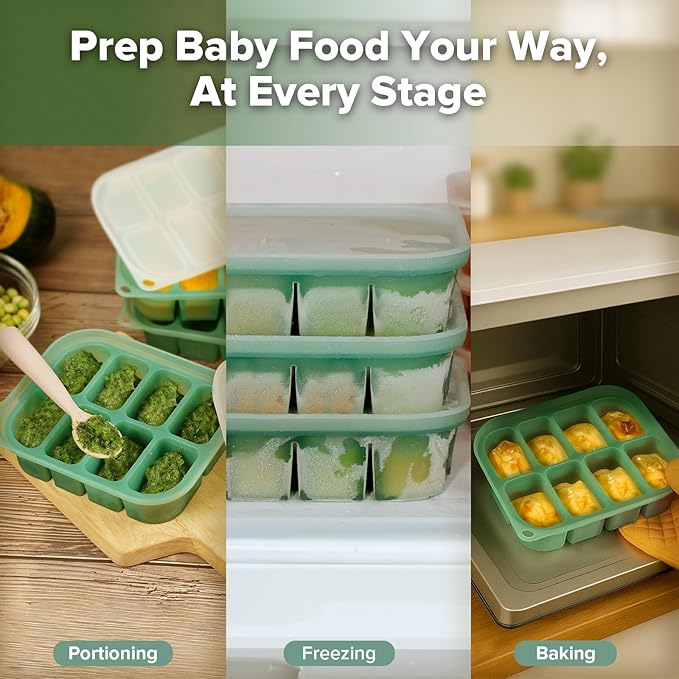Haakaa Flexi-Prep, Store & Feed Combo, Breastmilk Storage & Baby Food Freezer Tray Set with Silicone Freezer Trays, 1000ml Silicone Storage Bag & Refillable Baby Food Pouch