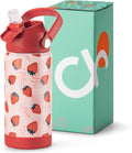 Choco Mocha Kids Water Bottle For School, Kids Insulated Water Bottle Stainless Steel for Girls, 14Oz Red Strawberry