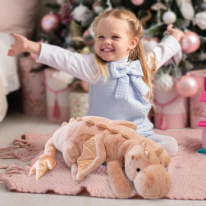 Pterosaur Stuffed Animal with Wings - Cute Soft Dinosaurs Plush Toys Little Flying Dragon Plushies Pillow Doll Christmas Birthday Gifts for Kids Boys Girls (Pink,59.05inch/150cm)