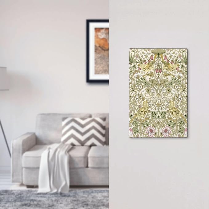 William Morris Vintage Strawberry Bird Botanical Light Switch Cover Plate 1 Gang No Device Blank Electrical Wall Plates Faceplate Decorative Switch Plate Covers for Farmhouse Home Decor