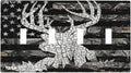 American Flag Forest Antler Deer Elk 4 Gang Device Light Switch Cover Decorative Quad Toggle Wall Plate Decorative Electrical Faceplate for Home Bedroom Art Decorate