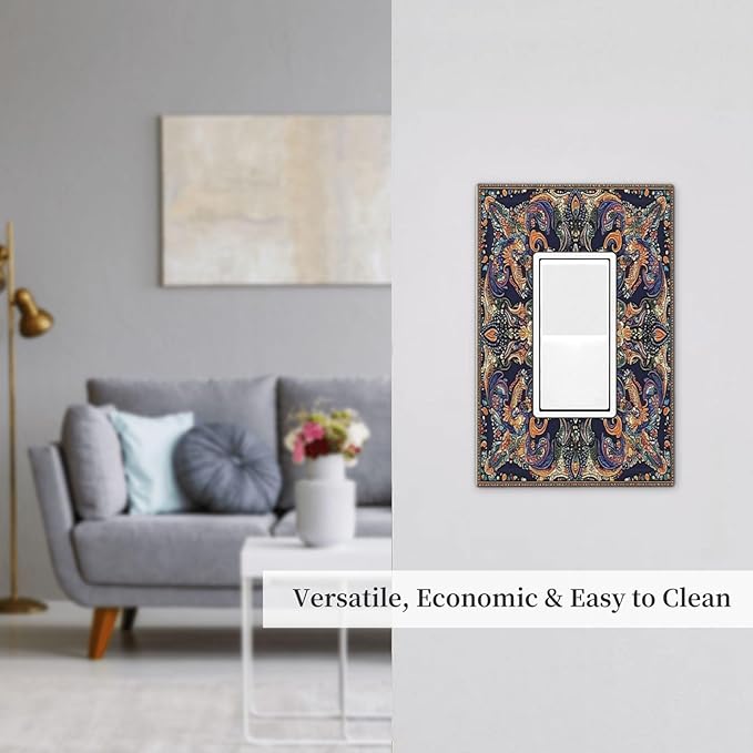 Decorative Outlet Covers Mandala Petals Retro Flowers 1 Gang Single Rocker Light Switch Cover Plate Wall Plates Gfci Faceplate For Bed Room Home Decor