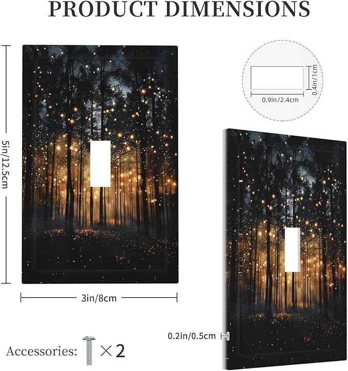 Whimsical Nature Enchanted Forest Landscape Decorative Light Switch Cover 1 Gang Single Toggle Device Electrical Faceplate Switchplates Decorator Outlet Wall Plate for Bedroom Living Room Decor
