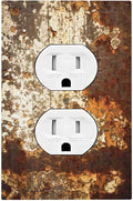 Outlet Covers Vintage Metal Rust Texture Peeling Paint 1 Gang Duplex Light Switch Cover Decorative Switch Plates Electrical Receptacle Faceplate Wall Plate For Farmhouse Cabin Decor