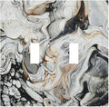 Black Gold Marble Texture Modern Abstract Print Decorative Switch Plates 2 Gang Double Toggle Outlet Light Switch Cover Wall Plate Electrical Faceplate for Bathroom Kitchen Decor