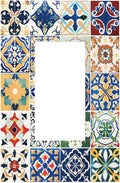 Decorative Outlet Covers Moroccan Traditional Mexican Talavera Til 1 Gang Single Rocker Light Switch Cover Plate Wall Plates GFCI Faceplate for Kitchen Home Decor