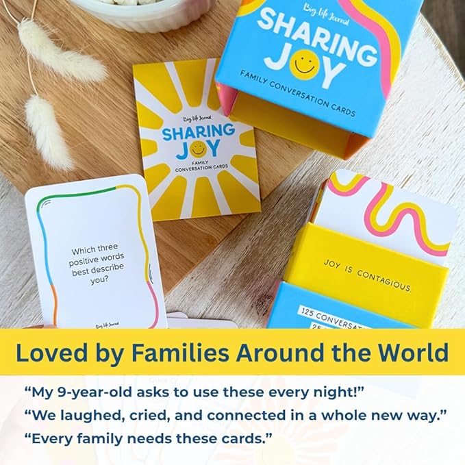 Big Life Journal – Sharing Joy Conversation Cards – 150 Prompts to Spark Joy, Gratitude & Meaningful Conversations – Gift for Families, Kids & Parents for Holidays, Road Trips & Family Dinners