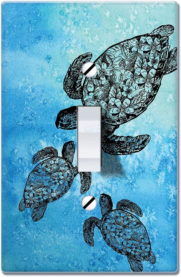 WIRESTER Single Gang Toggle Light Switch Plate/Wall Plate Cover - Ocean Sea Turtles