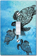 WIRESTER Single Gang Toggle Light Switch Plate/Wall Plate Cover - Ocean Sea Turtles