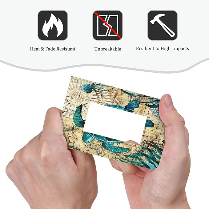 Sea Blue Turtle Beach Nautical Ocean Themed Teal World Map Tortoise Coastal 1 Gang Electrical Decora/GFCI Device Wallplate Single Decorator Rocker Outlet Light Switch Cover Electrical Faceplate Dimmer