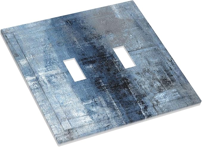 Outlet Covers Navy Blue Gray Abstract Ink Painting 1 Gang Duplex Light Switch Cover Plate Decorative Wall Plates Electrical Switchplate Receptacle for Bathroom Bedroom Decor（2 Pack）