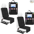Aurelema 4 Pack Non-slip Car Seat Protector and Backseat Organizer Kick Mat with Tablet Holder, Large Waterproof Car Seat Protector with Storage Pockets for Leather and Fabric