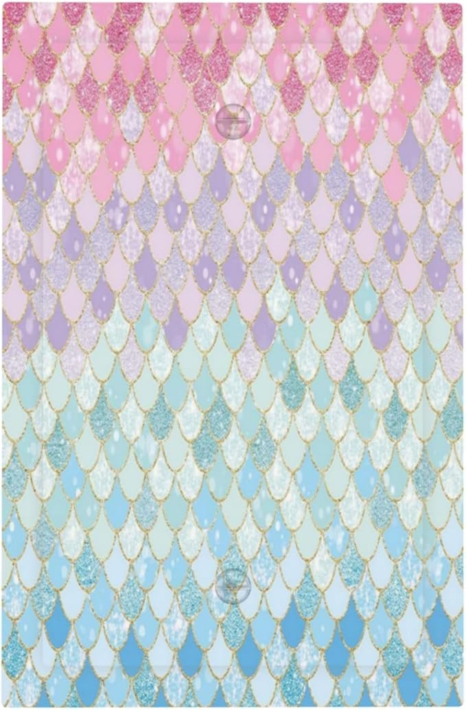 Colorful Mermaid Scales 1 Gang Light Switch Cover No Device Wall Plate Decorative Blank Switchplate Electrical Faceplate for Girls Bedroom Kids Baby Nursery Living Room Art Panel Decorate