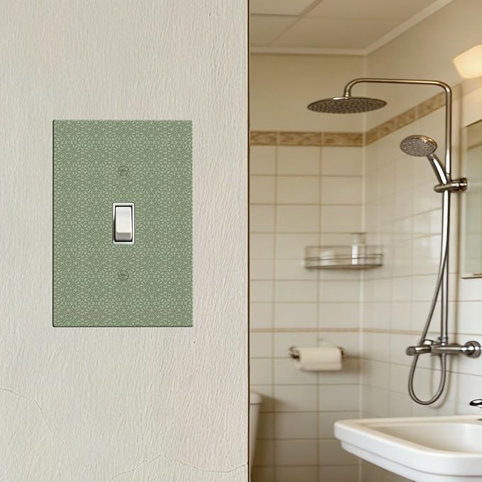 Sage Green Textured 1-Gang Toggle Light Switch Plate, Minimalist Botanical Weave Modern Farmhouse Linen Texture Decorative Wall Plate for Neutral Decor