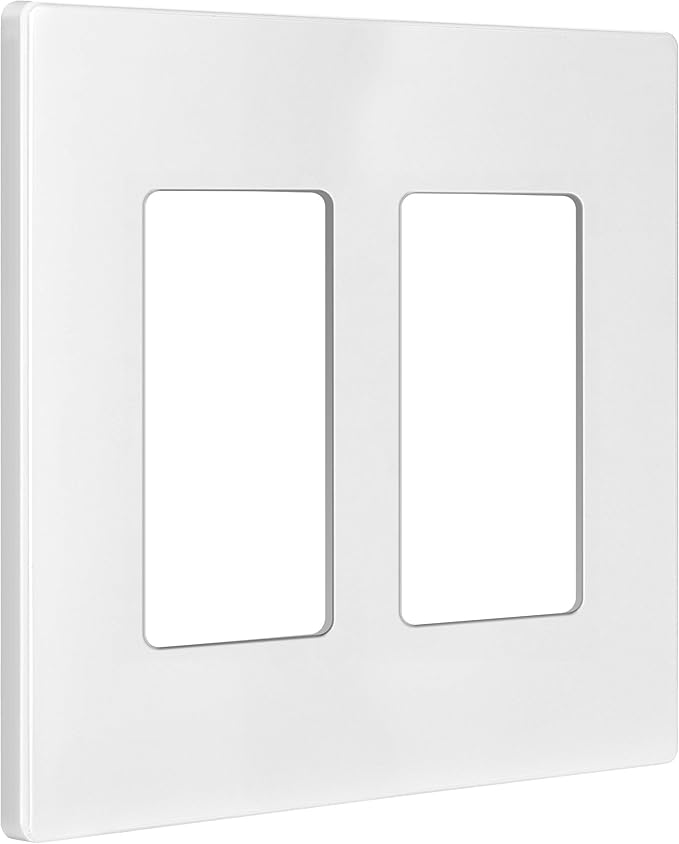 ENERLITES - SI8832-W-STICKER Screwless Decorator Wall Plates Child Safe Outlet Covers, Size 2-Gang 4.68" H x 4.73” L, Unbreakable Polycarbonate Thermoplastic, SI8832-W, Glossy, White