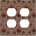 Earth Tone Floral Rustic Damask Boho Flower Outlet Covers 2 Gang Double Duplex Decorative Light Switch Covers Electrical Wallplates Socket Faceplate for Farmhouse Home Decor