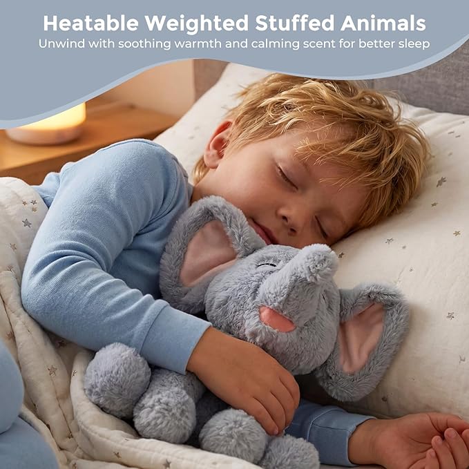 Elephant Microwavable Weighted Stuffed Animals with Lavender Scent,Heating Pad Plush for Period Cramps&Pain, Heatable&Coolable Stuffed Elephant Animals Toy Gifts for Girls Women Kids