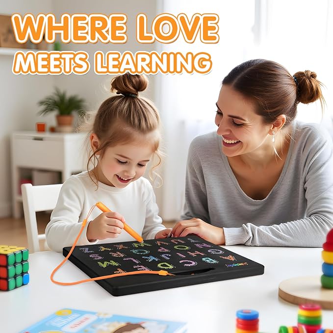 FINDMAG Magnetic Letter Board, Dual Sided ABC Education Board Writing Practice for Toddler, Erasable Educational Tool for Kids, Reusable Learning Toys, Back to School Supplies Road Trip Essentials