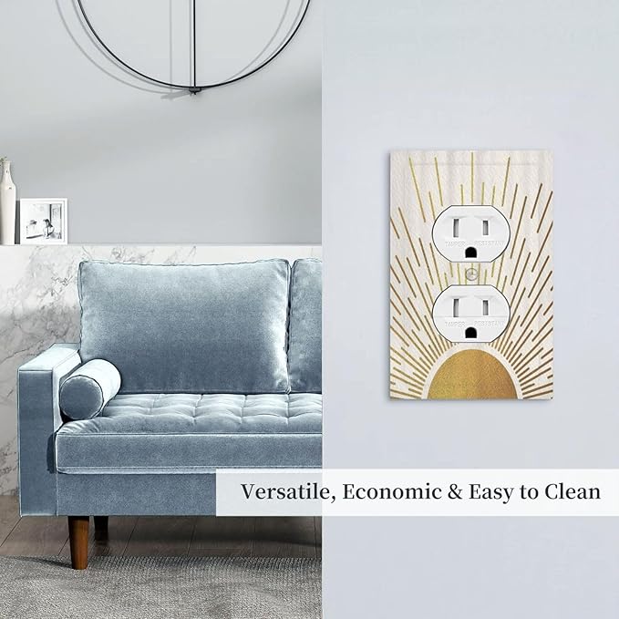 Decorative Outlet Covers Midcentury Golden Sun Minimalism Sunrise 1 Gang Wall Plate Receptacle Duplex Light Switch Cover Plate Single Dual Plug Covers Electrical Switchplate Faceplate