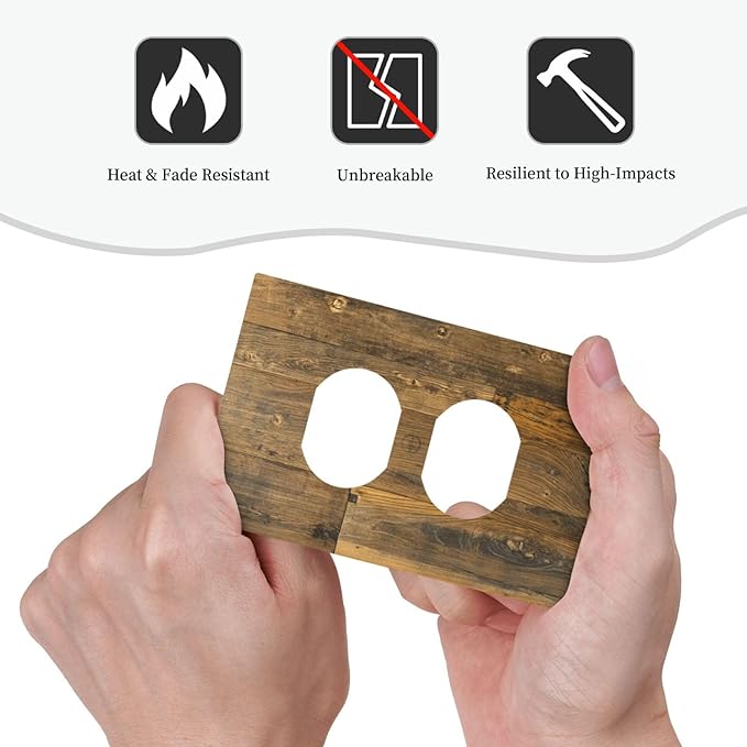 Brown Wood Vintage Rustic Old Board Outlet Covers 1 Gang Duplex Light Switch Cover Decorative Switch Plates Electrical Receptacle Faceplate Wall Plate for Farmhouse Home Decor