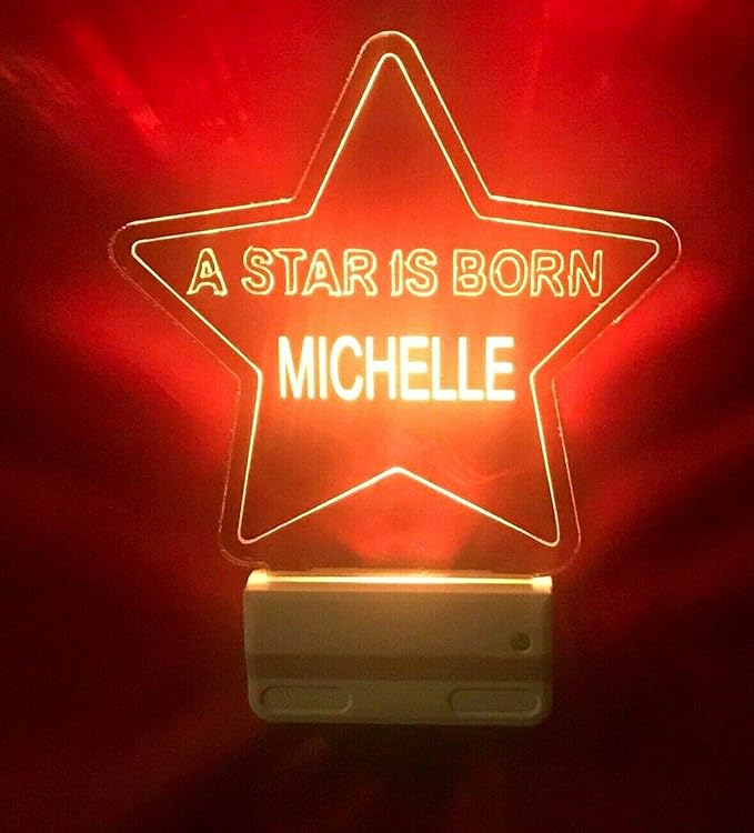 Night Light Multi Color Personalized LED Plug-in, Ultra-Slim Touch Night Light Smart Dusk to Dawn Sensor, Kids Children's Bedroom Kitchen Bathroom Hallway Play Room Variations (Star)