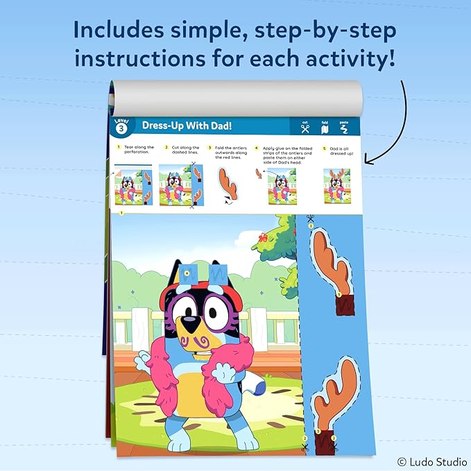 Skillmatics Scissor Skills Activity Book - Snip Snip Bluey, Preschool Cutting & Creative Activities, Felt Craft Kit, Fine Motor Skills Toys, Gifts for Boys & Girls Ages 3, 4, 5, 6, 7
