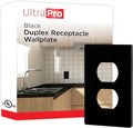 UltraPro Screwless Duplex Receptacle Wallplate, 1-Gang, Modern Snap-On Cover, Child-Safe, Durable Polycarbonate, Easy DIY Installation, Black, 84462