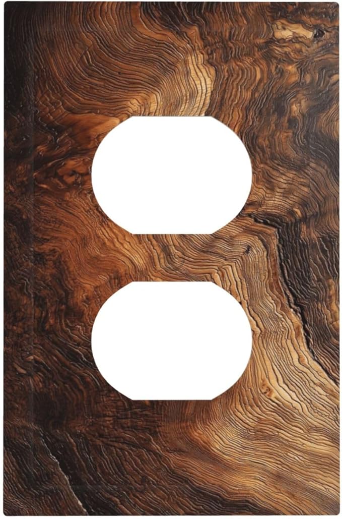 Natural Wood Grain Texture Old Tree Trunk Print Outlet Covers 1 Gang Duplex Light Switch Cover Decorative Switch Plates Electrical Receptacle Faceplate Wall Plate for Farmhouse Home Decor