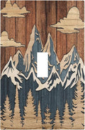 Blue Mountain Range Forest Nature Wilderness Wood Texture Decorative Light Switch Cover 1 Gang Single Toggle Device Electrical Faceplate Switchplates Decorator Outlet Wall Plate for Farmhouse Home
