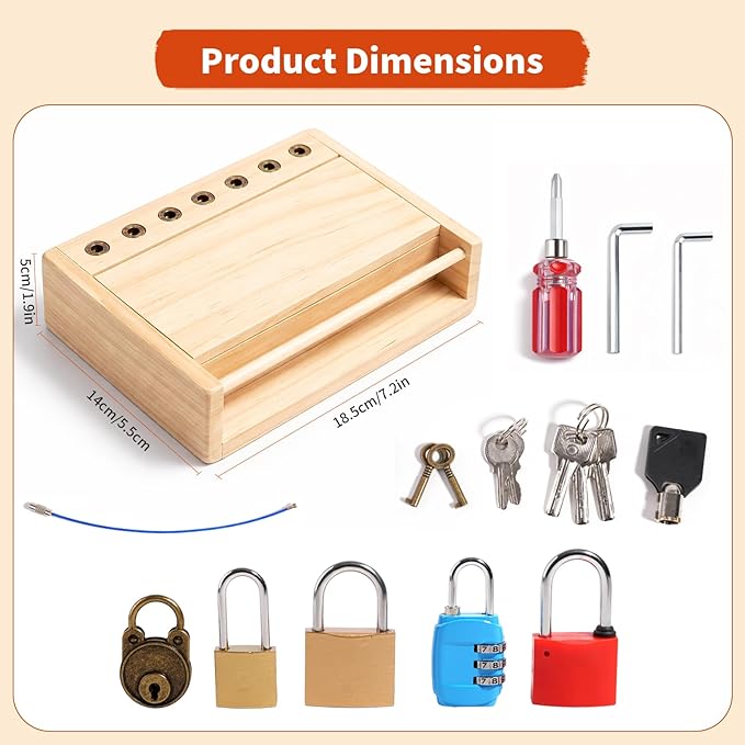INIFEIDALA Montessori Screwdriver Board Set - Lock and Key Toy,Busy Board Toys for 3 4 5 Year Olds Boy Birthday Gifts,Kids Tool Set, Preschool Learning Sensory Fine Motor Skills STEM Toys