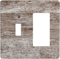 Light Switch Cover Plate Rustic Dark Grey Wood Plank Vintage Texture 2 Gang Toggle Rocker Combo Wall Plates Decorative Switch Plates and Outlet Covers Socket Cover for Farmhouse Home Decor