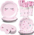 168Pcs Spa Paper Plates Napkins Pink Slumber Spa Tableware Set Sleepover Girls Makeup Birthday Party Supplies for Pajama Party Decorations Serves 24 Guests