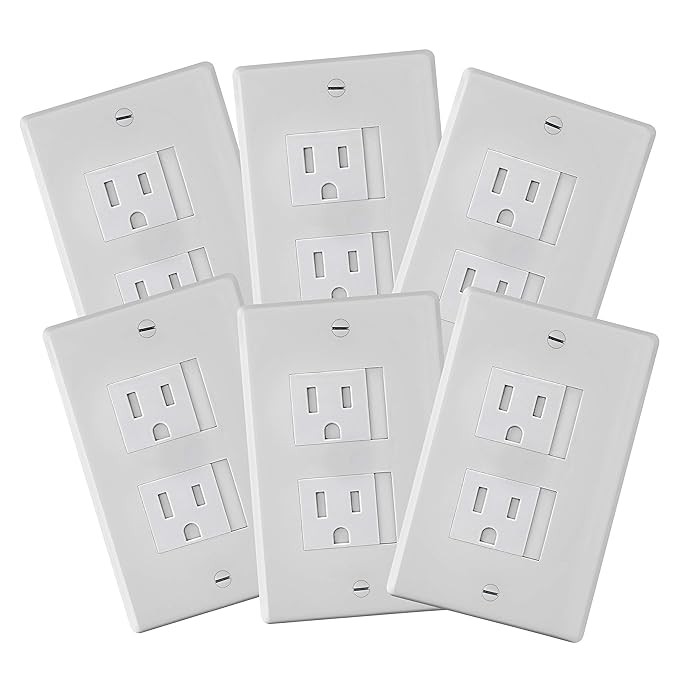 6-Pack Safety Innovations Self-closing (2 Screw) Decora Outlet Covers- An Alternative To Wall Socket Plugs for Child Proofing Outlets (White)