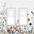 Decorative Outlet Covers Vintage Wildflower Colorful Plants Floral 2 Gang Double Gfci Rocker Electrical Wall Panels Light Switch Cover Plate For Bed Room Living Room Decor