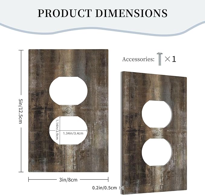 Decorative Outlet Covers Tan Brown Rustic Abstract Wood Vintage Wooden 1 Gang Duplex Light Switch Cover Plate Electrical Switch plates WallPlates Socket Covers for Farmhouse Home Decor